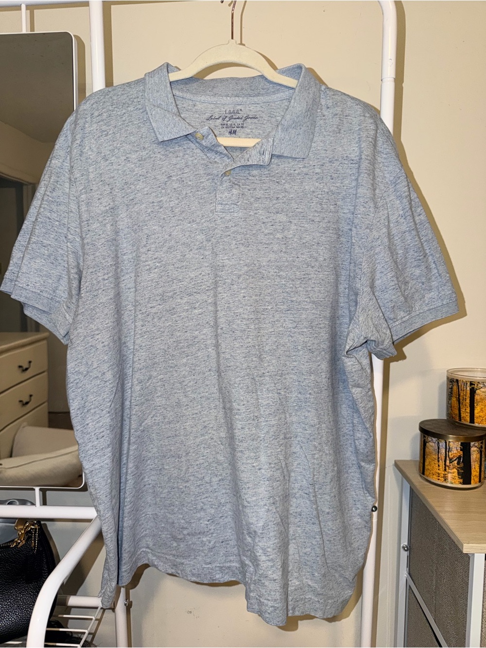 H&M Light Blue Men’s Polo - Heathered Knit